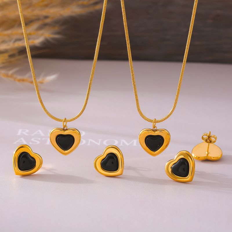 Gold Titanium Steel Heart Earrings