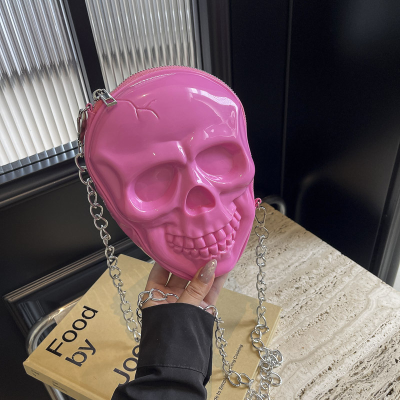 Rose Red Pu Skull Crossbody Bag