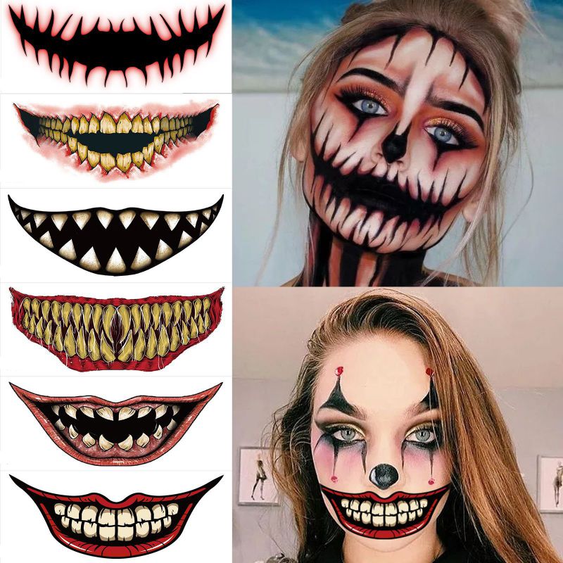 Pegatinas De Tatuajes Faciales De Halloween (9 Piezas Por Juego)