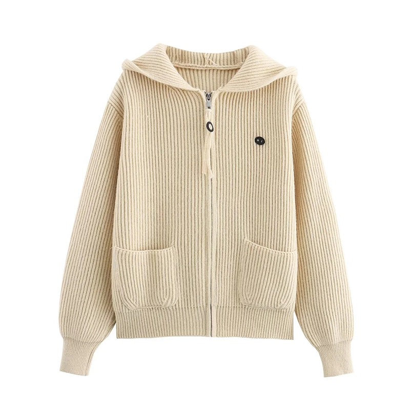 Yellow Corespun Knit Hooded Cardigan Jacket