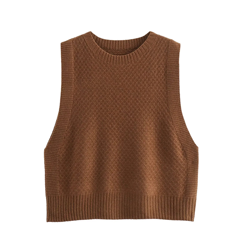 Black Crew Neck Wool Knit Vest