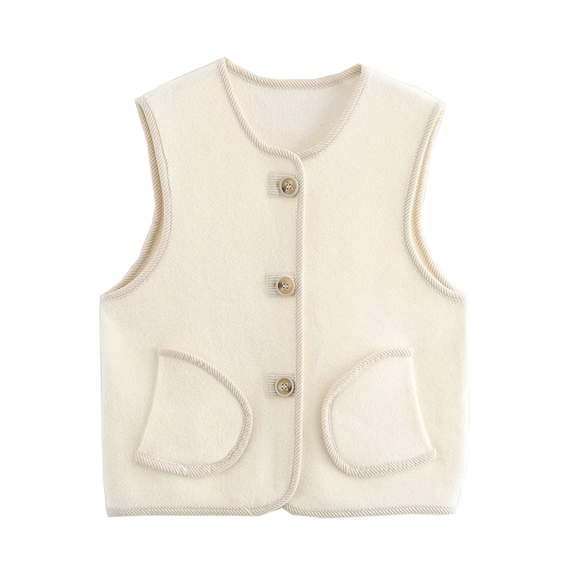 Black Double Knit Hem Vest