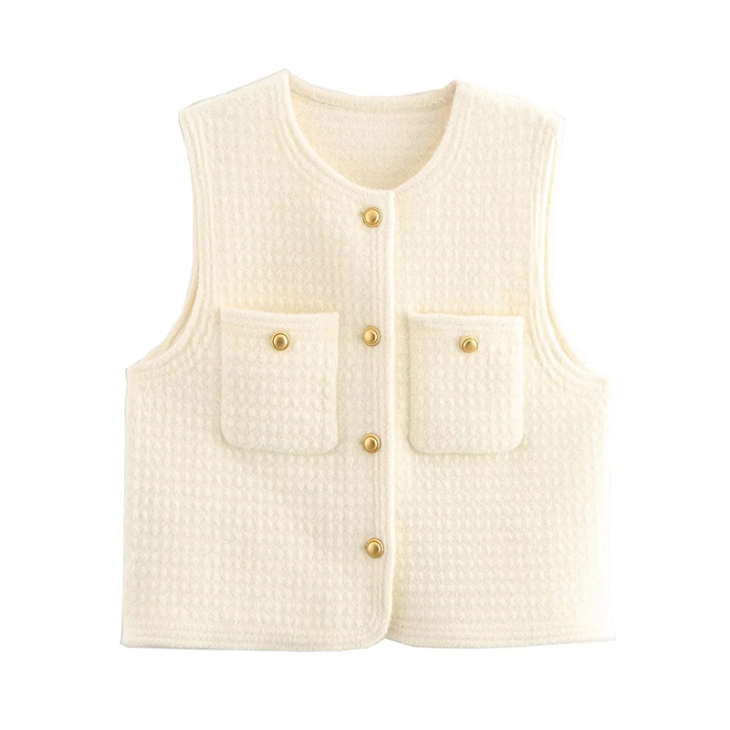 Black Check Knitted Sleeveless Vest