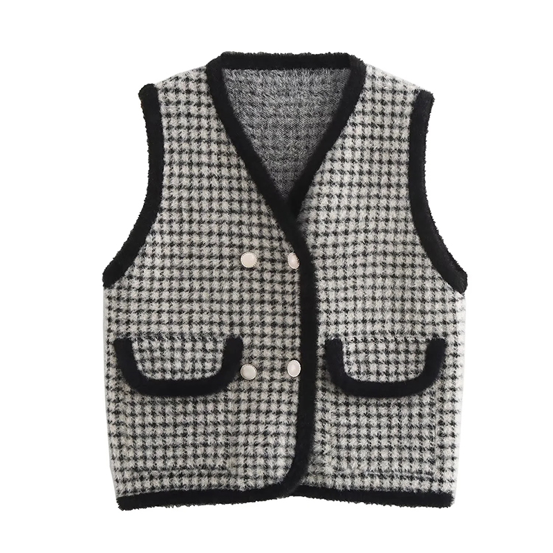 Black Jacquard Sleeveless Knitted Vest