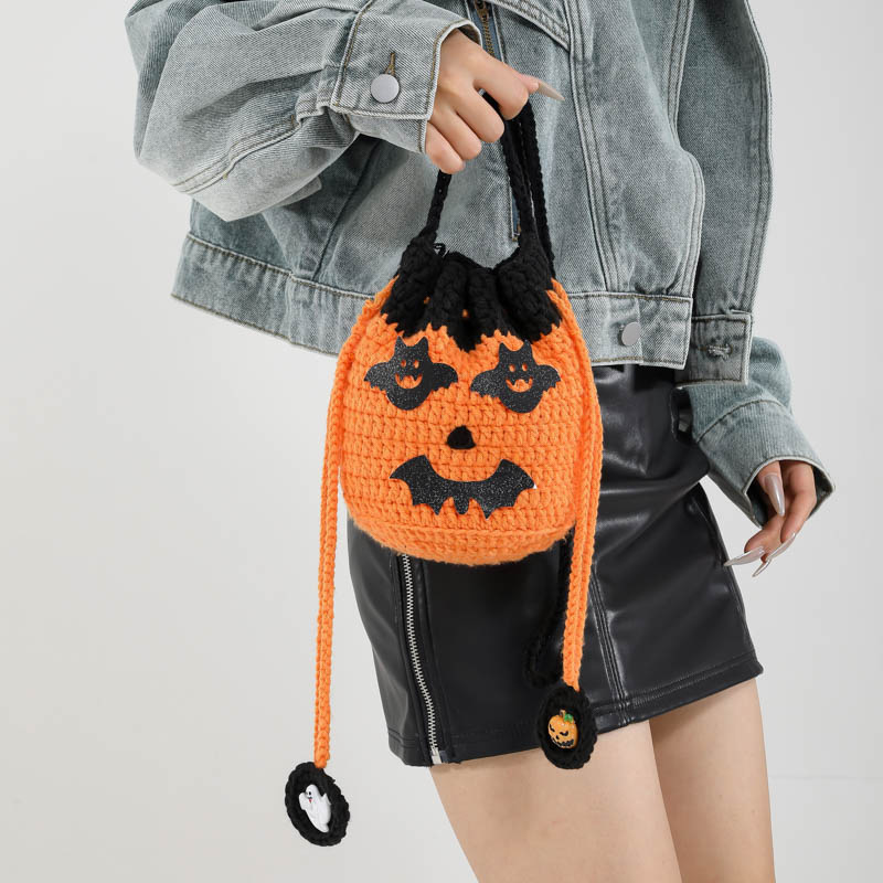 Orange Color Knitted Crossbody Bag