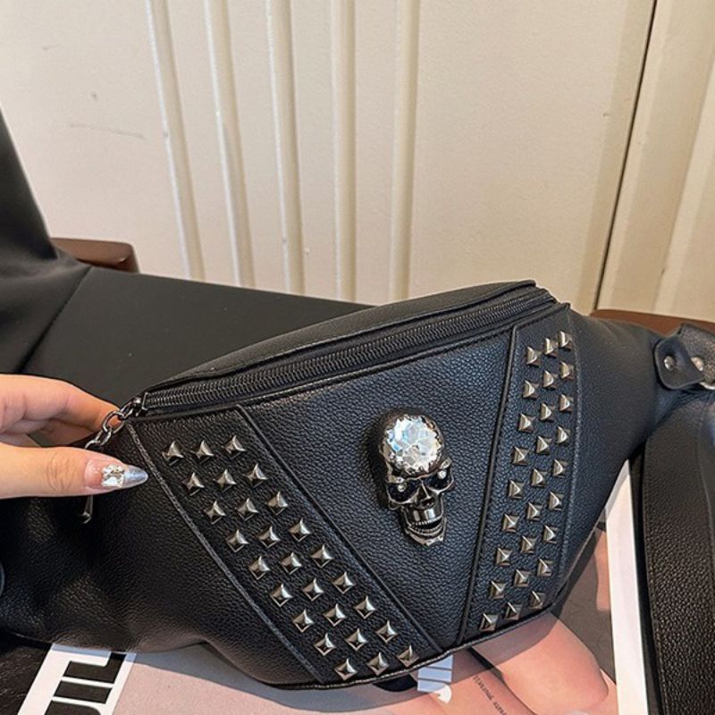 Black Pu Skull Rivet Children's Messenger Bag