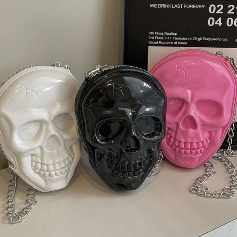 Black Pu Skull Crossbody Bag