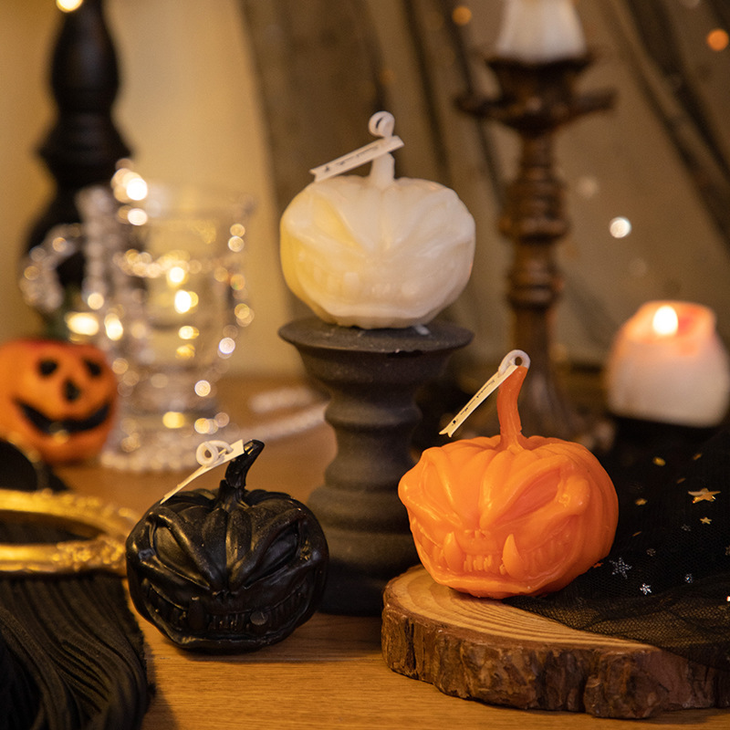 Funny Ghost Pumpkin (orange) Halloween Pumpkin Scented Candle