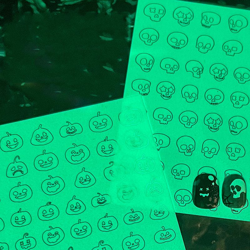Pegatinas Para Uñas Con Forma De Calabaza Esmerilada Que Brillan En La Oscuridad
