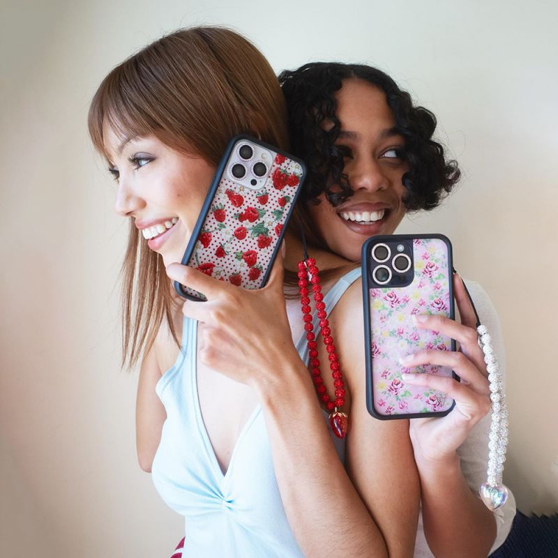 White Geometric Beaded Heart Phone Chain