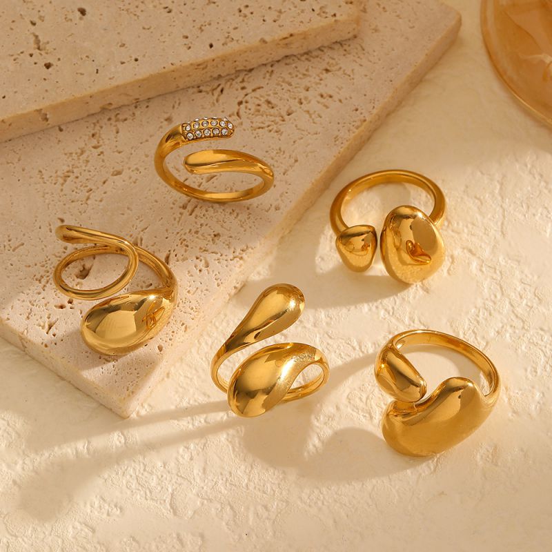 Anillo Abierto Irregular De Acero Inoxidable