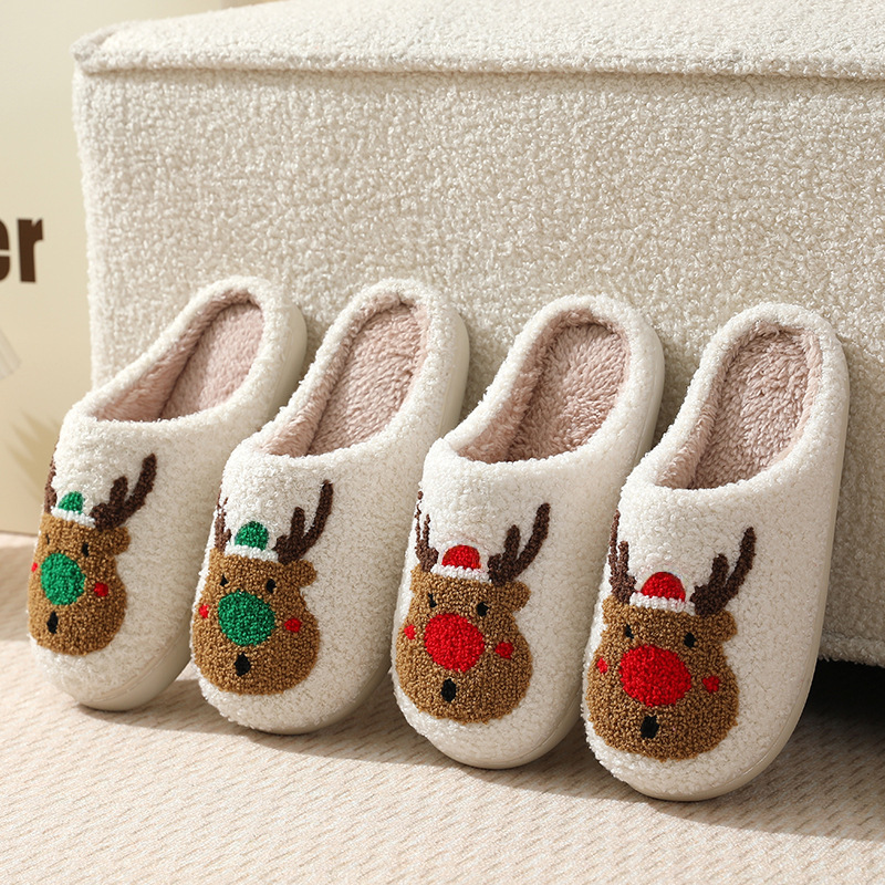 Pantuflas De Algodón Con Estampado Navideño