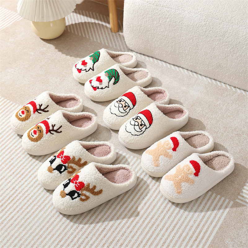 Pantuflas De Algodón Con Estampado Navideño