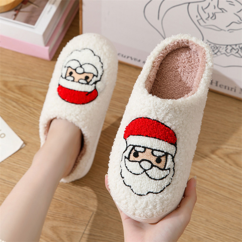 Pantuflas De Algodón Con Estampado De Papá Noel