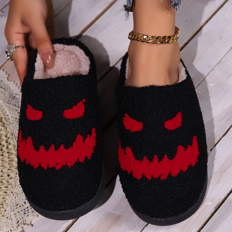 Zapatillas De Algodón Con Estampado De Fantasmas Rojos