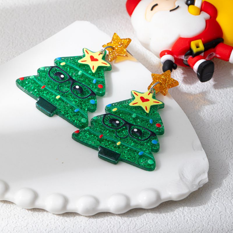 Pendientes De Árbol De Navidad Acrílico