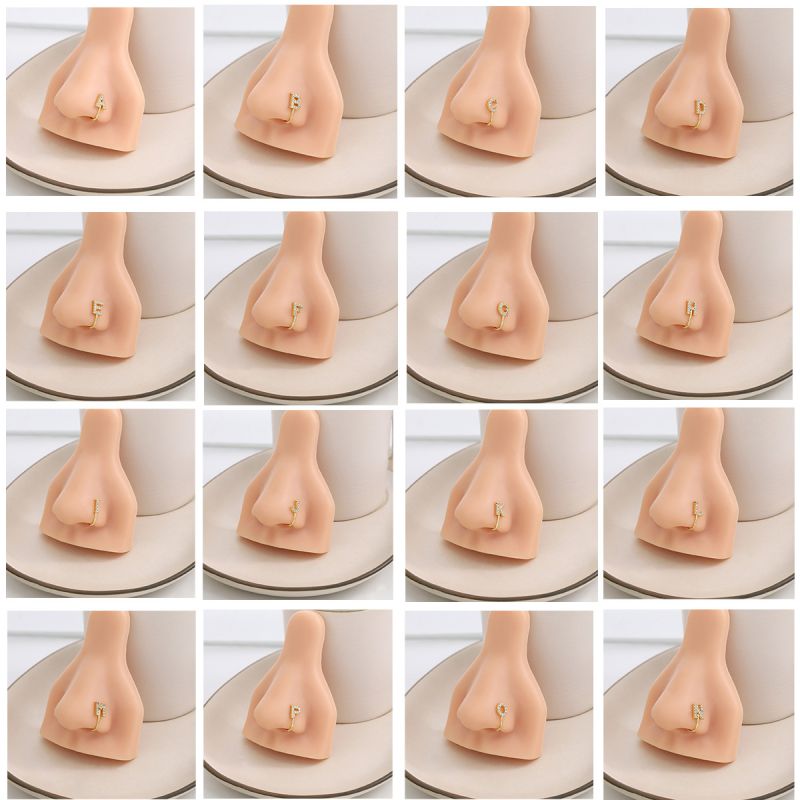 Q Alloy Diamond 26 Letters Piercing U-shaped Nose Clip