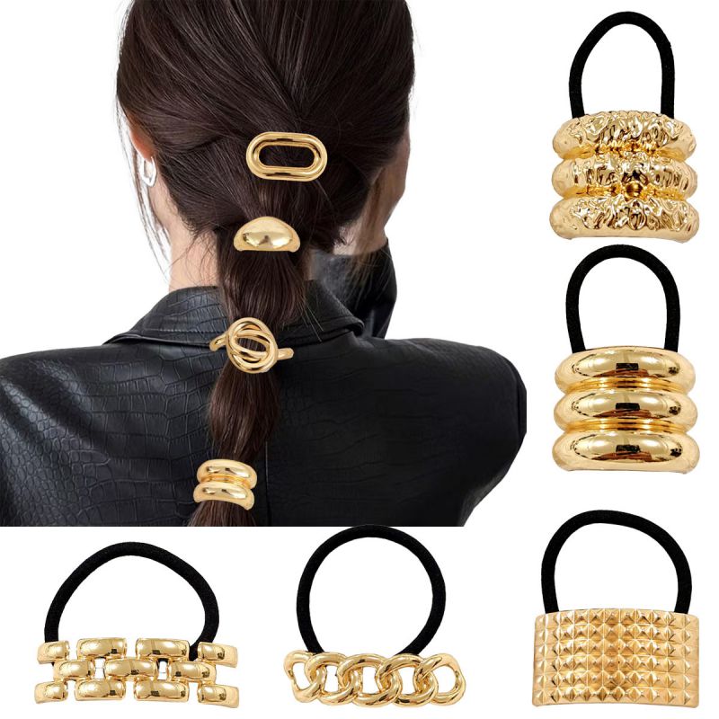 Silver Three-pole Glossy Alloy Curved Hair Rope