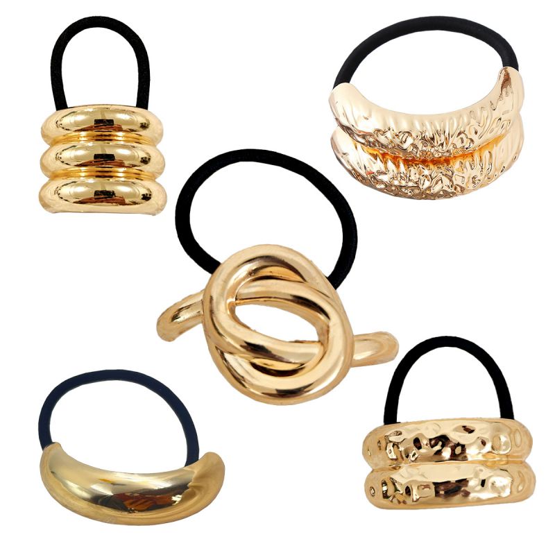 Gold Single Pole Glossy Metal Curved Hair Rope