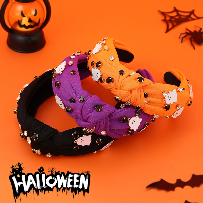 Black Halloween Diamond Cartoon Oil-dripping Ghost Knotted Fabric Headband