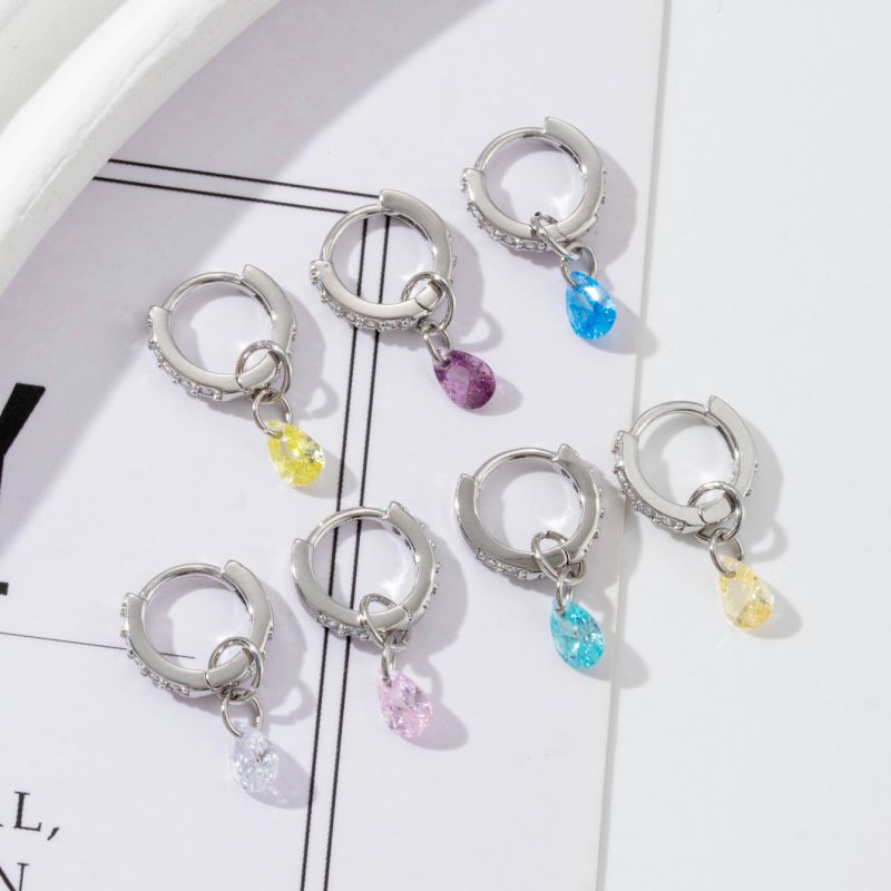 1# Violet (single) Metal Diamond Geometric Hoop Earring (single)