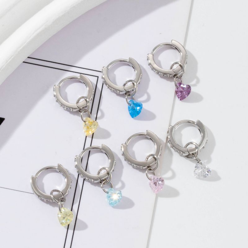 1# Hailan (single) Metal Diamond Heart Hoop Earring (single)