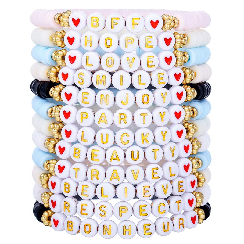 1# Colorful Clay Letter Beaded Bracelet Set