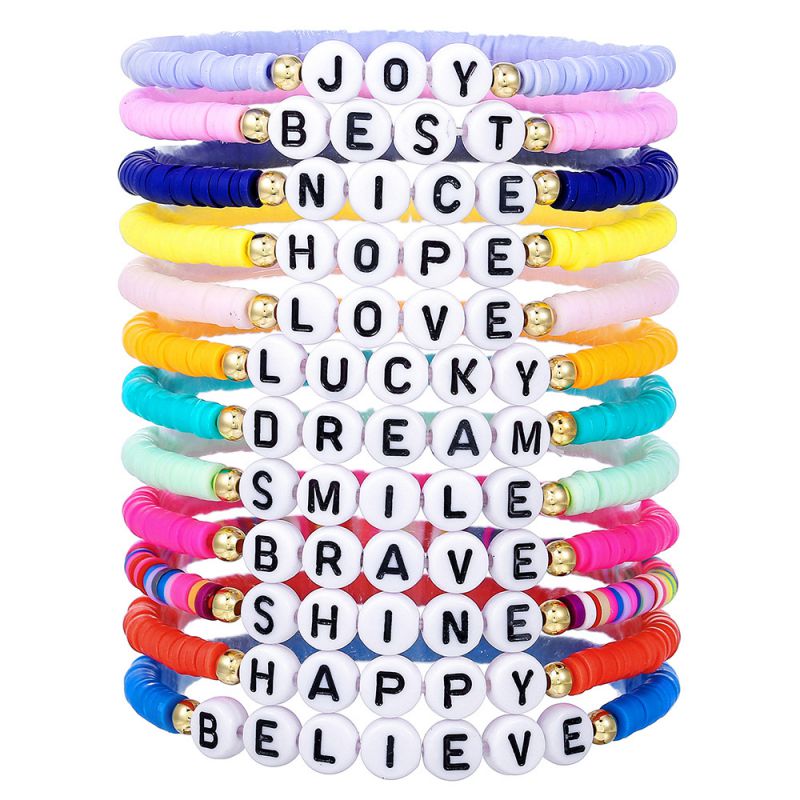 1# Colorful Clay Letter Beaded Bracelet Set