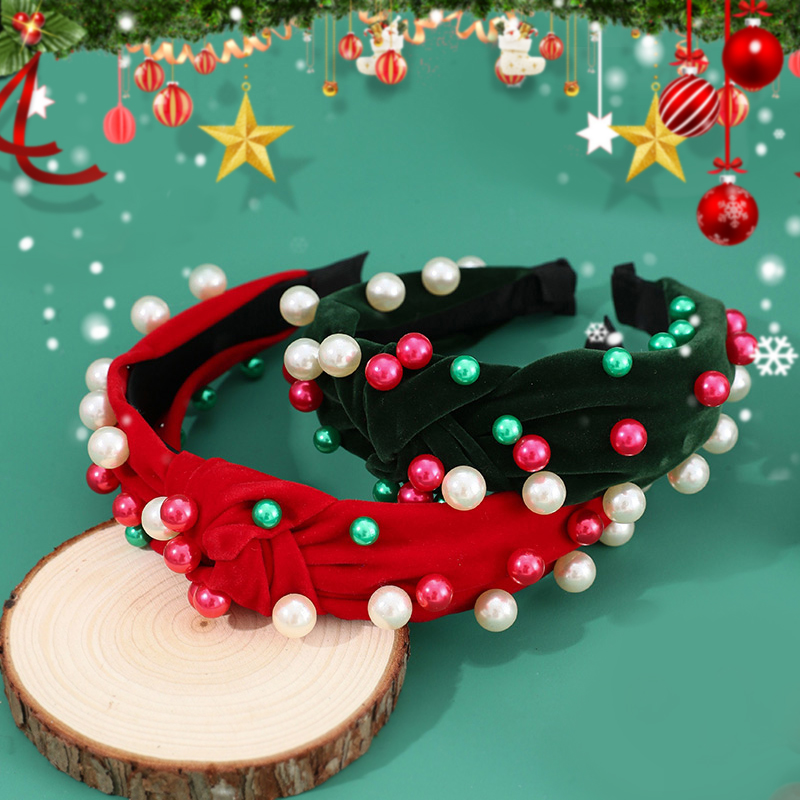 57 Christmas Pearl Knotted Velvet Headband