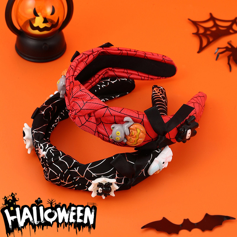 Red Halloween Printed Resin Cartoon Bow Knotted Headband