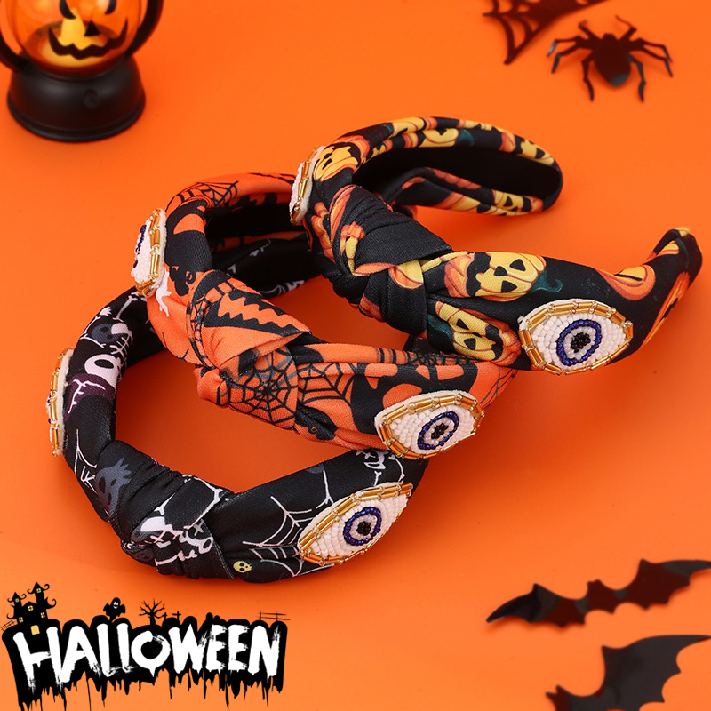 Color 1 Halloween Printed Rice Bead Eyes Knotted Headband
