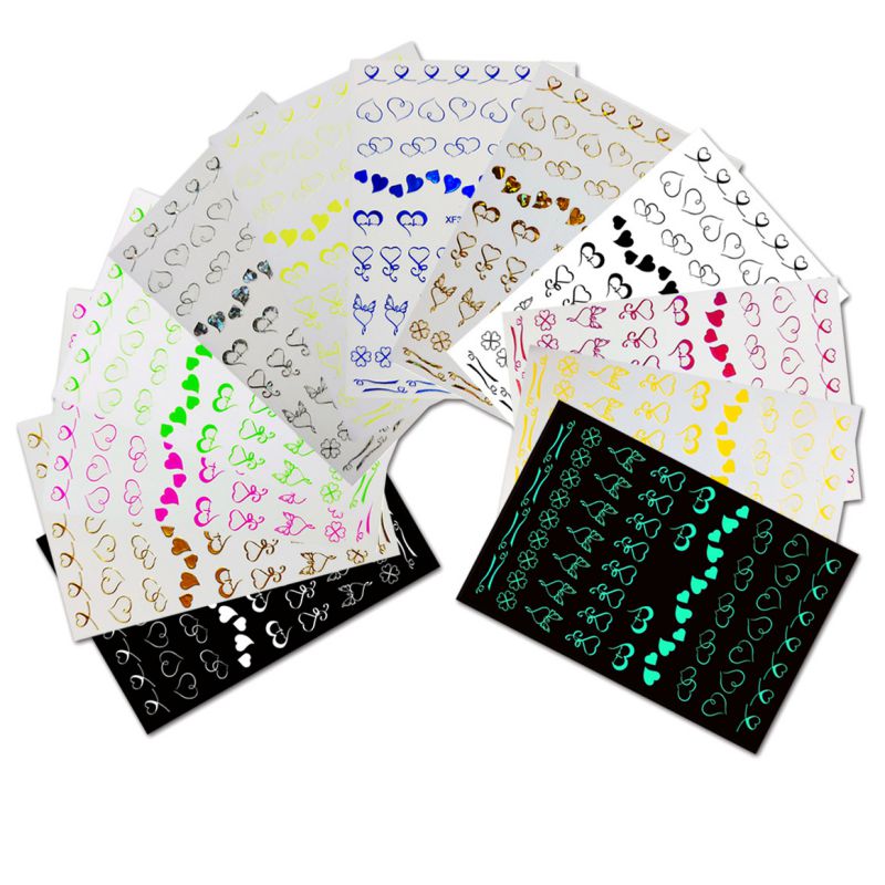 Set Resin Heart Nail Art Sticker Set