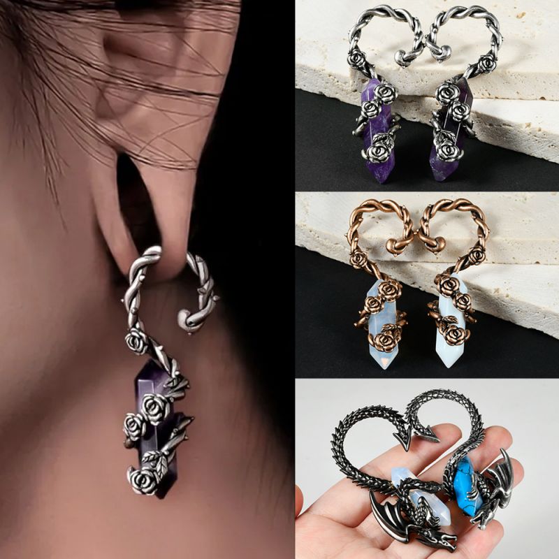 Piercing En Forma De Rosa En Acero Inoxidable Para El Lóbulo De La Oreja (2 Piezas)