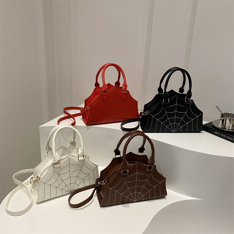 Red Pu Spider Web Crossbody Bag