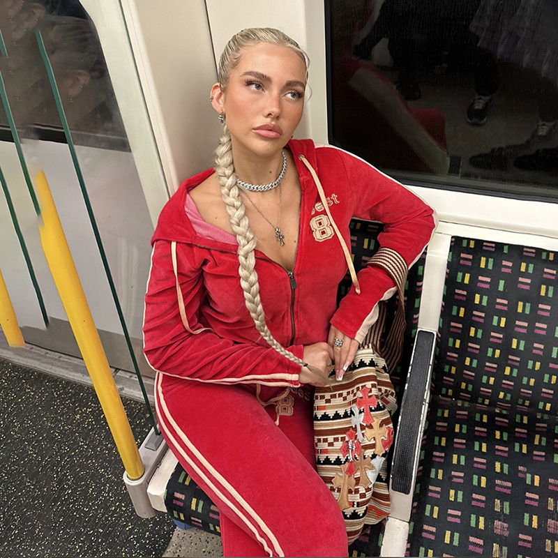 Conjunto De Sudadera Con Capucha De Poliéster Y Pantalón Con Cordón
