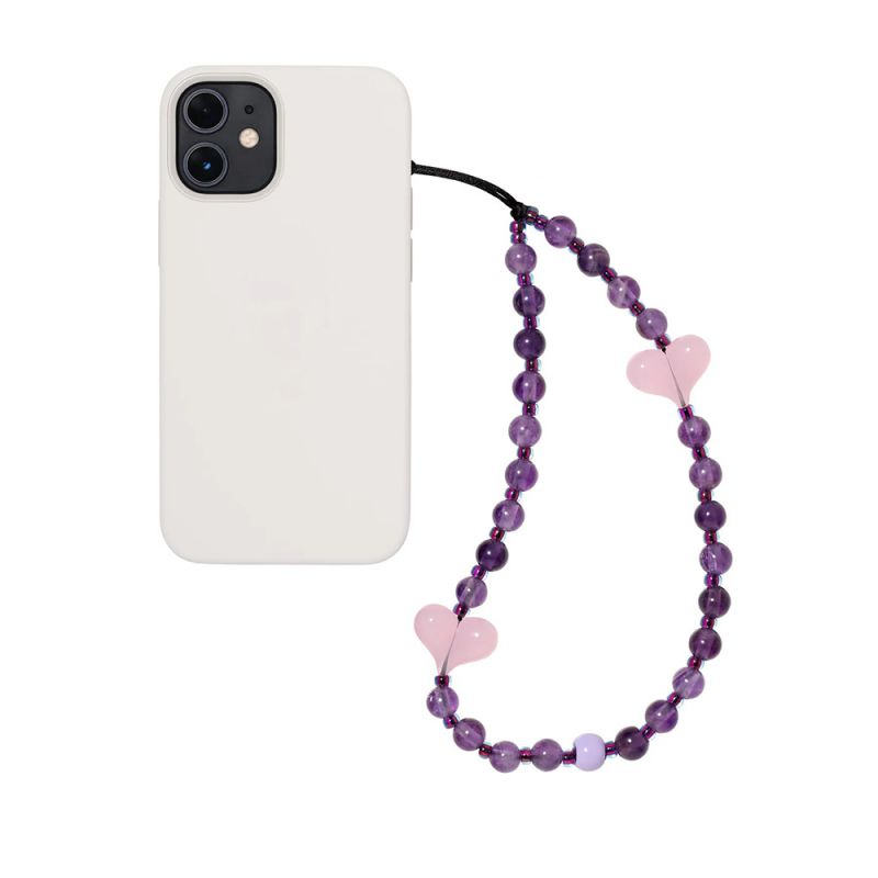 D-with Logo Crystal Beaded Heart Phone Chain