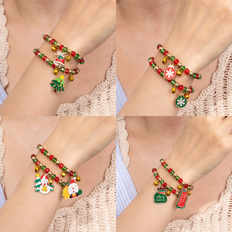 Conjunto De Pulsera Navideña Con Cuentas De Cristal