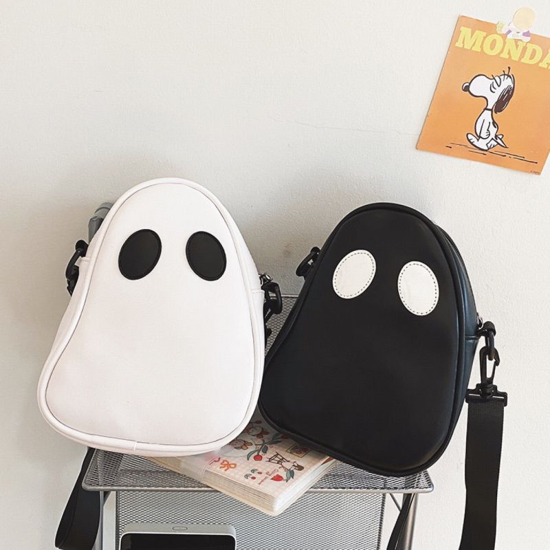 Black Pu Devil Ghost Crossbody Bag