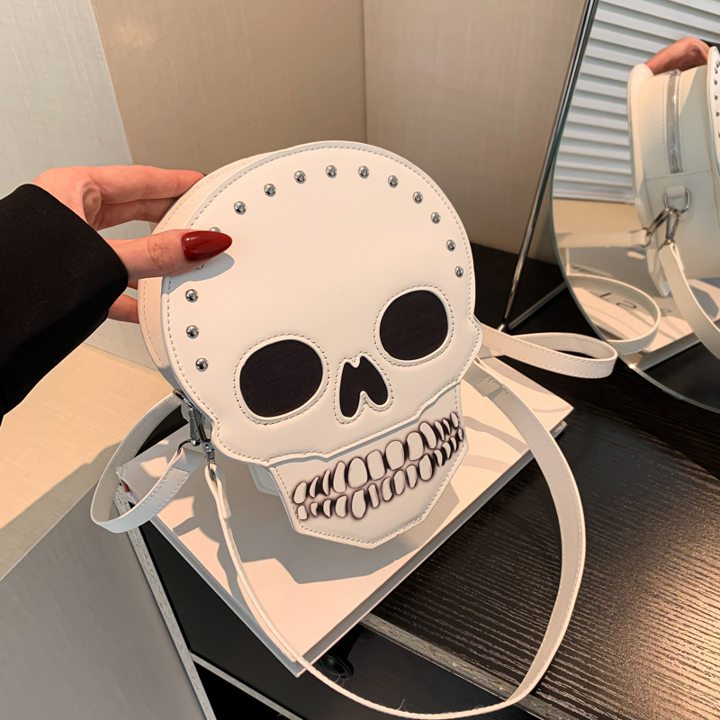 White Pu Skull Crossbody Bag
