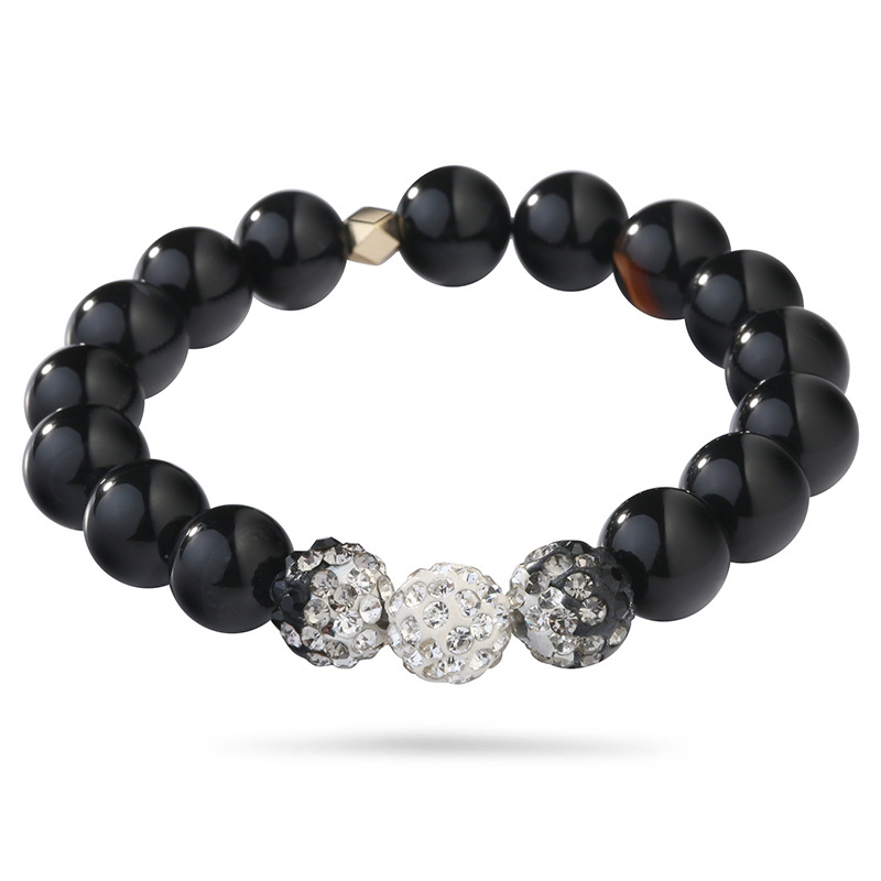 Black Obsidian Rose Quartz Beaded Bracelet