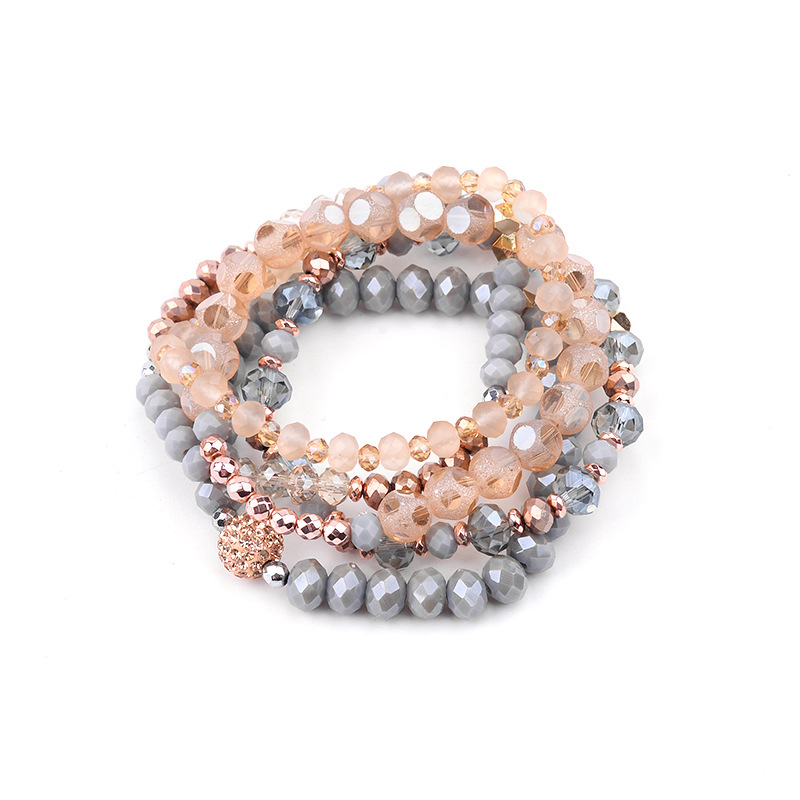 Conjunto De Pulsera Con Cuentas De Cristal Multicapa