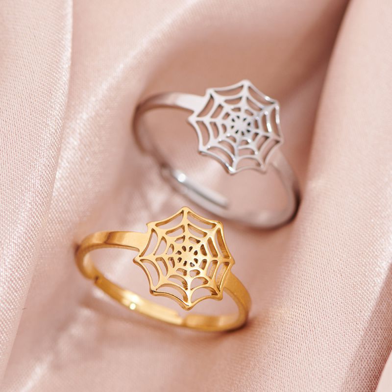 Steel Stainless Steel Spider Web Open Ring