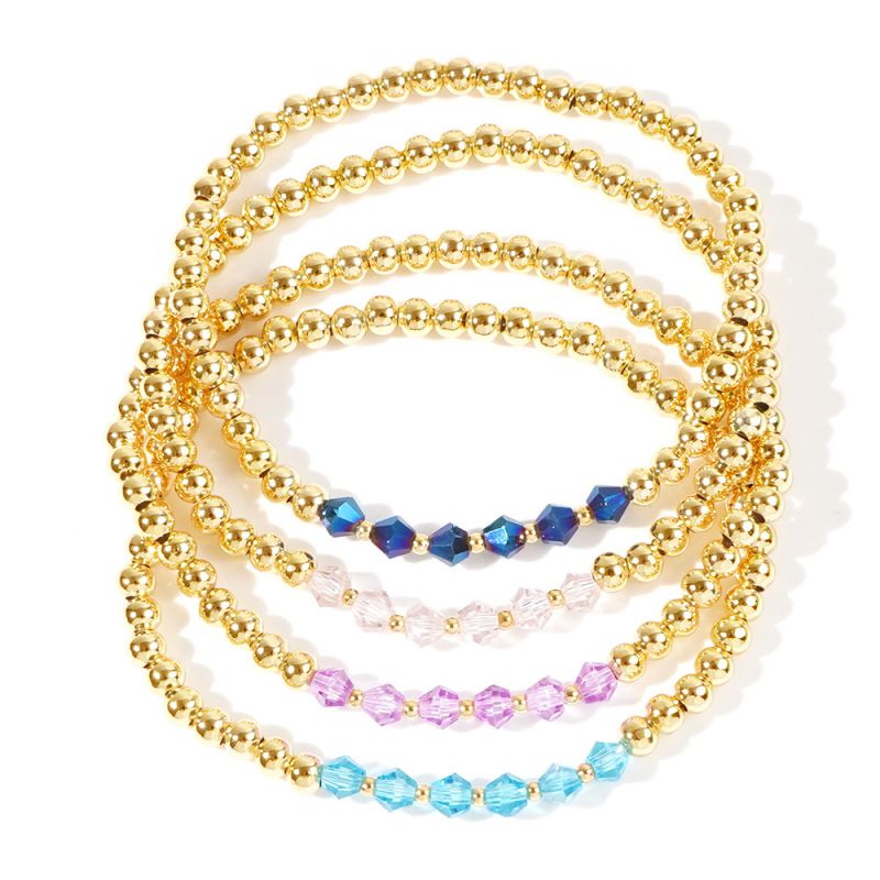 Conjunto De Pulsera De Cuentas Con Cuentas De Cobre Y Cristal De Diamantes