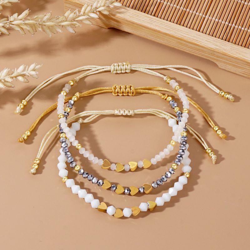 Juego De Pulsera De Amor Con Cuentas De Cristal