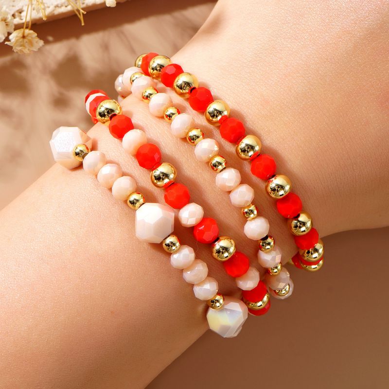 Conjunto De Pulsera De Perlas De Cristal De Cobre