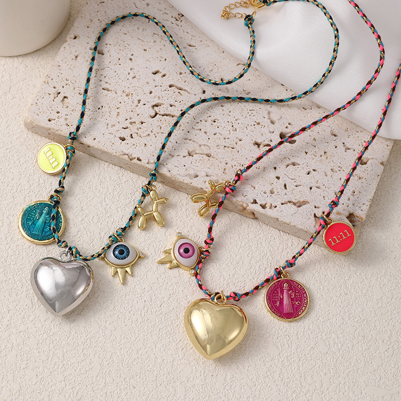 Collar Trenzado Con Ojos De Retrato Goteando Aceite De Amor De Cobre
