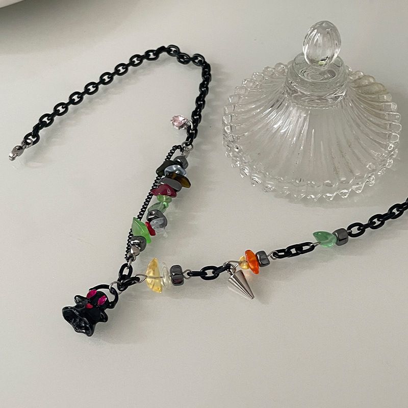 Black Ghost Gravel Necklace Titanium Steel Beaded Ghost Gravel Necklace