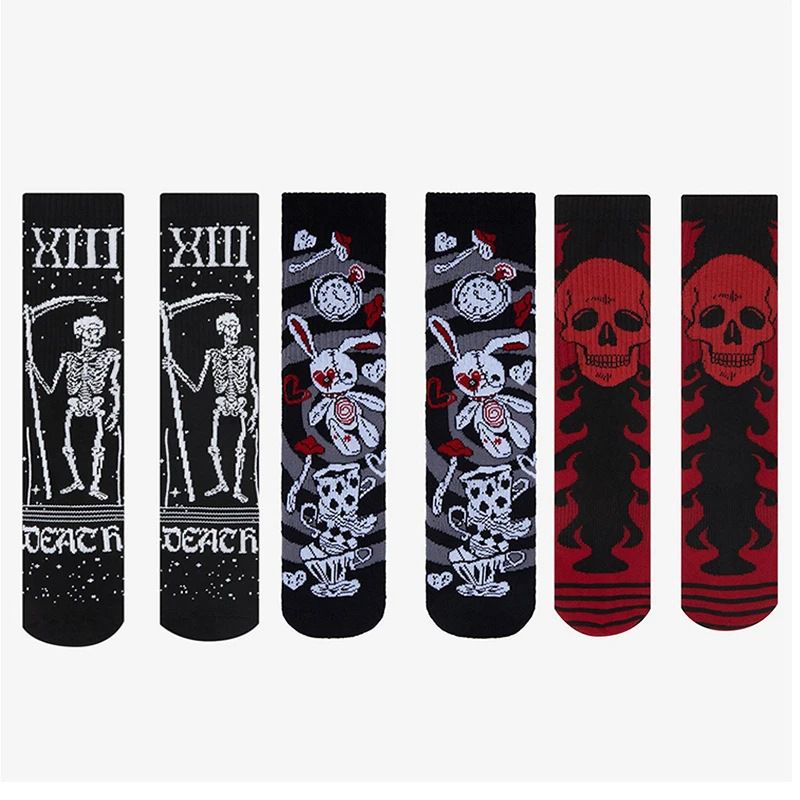 Flame Skull Cotton Jacquard Socks