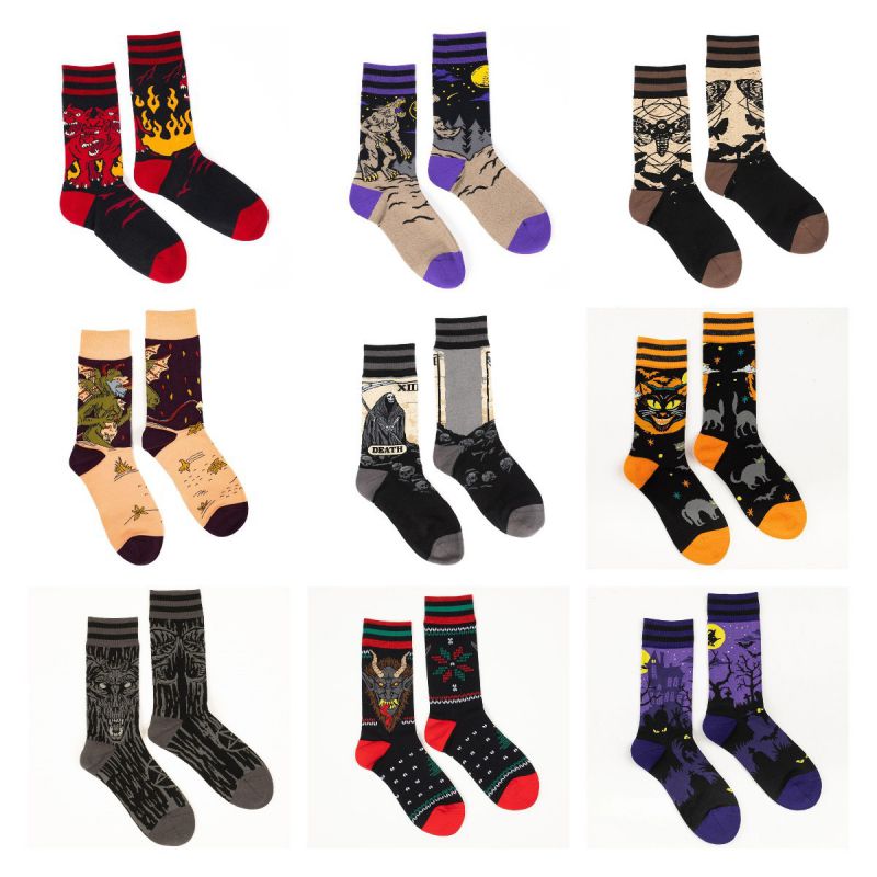 Skeleton Butterfly Cotton Printed Socks