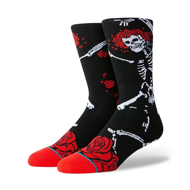 Rose Skeleton Solo Dance Cotton Printed Socks